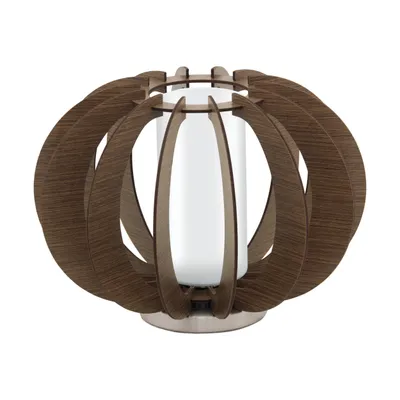 Produktbild von EGLO Stellato 3, Braun, Nickel, Weiß, Glas, Stahl, Holz, Schlafzimmer, Wohnzimmer, IP20, II, E27