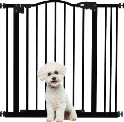 Produktbild von PawHut 78 cm Hundegitter für den Innenbereich, Sicherheitsgitter für Hunde, ausziehbares 74–87 cm Hundeabsperrgitter, schwarz