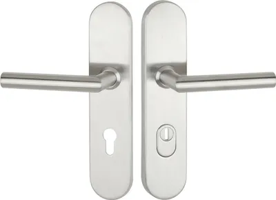 Produktbild von Hermat Langschild-Garnitur 1802 BASIC 02 ZA (Ausführung: Klinke-Knauf, Entfernung: 72 mm) Ausführung: Klinke-Knauf Entfernung: 72 mm