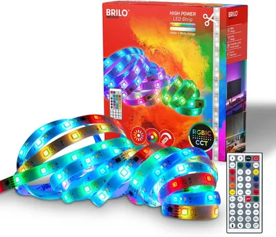 Immagine prodotto di Briloner Striscia LED 5 m, RGB IC cambio colore dinamico, CCT, telecomando, dimmerabile, smart, autoadesiva, bianco, 500 x 1 cm