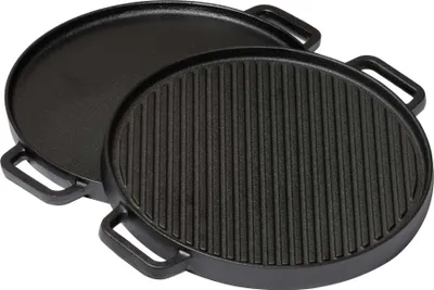 Produktbild von Blackwell Grillplatte BBQ / Backplatte aus Gusseisen Ø 30 cm – ohne Antihaftbeschichtung – beidseitig