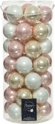 Productafbeelding van Kerstbal glas d6 cm roze 49st kerst Decoris