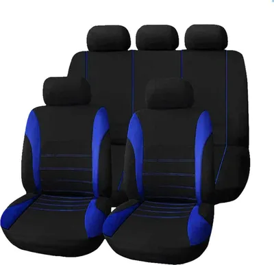 Produktbild von 9 tlg 5 Sitz Auto Sitzbezüge Universal Schonbezüge mit Haken, Komplettset Sitzbezug Blau