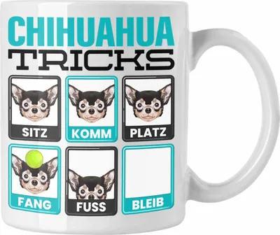 Produktbild von Trendation - Chihuahua Besitzer Tasse Geschenk Lustiger Spruch Geschenkidee Chihuahua Tricks Bleib (Weiß)