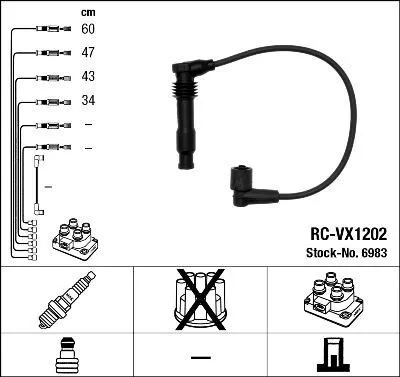 Produktbild von NGK 6983 Zündkabelsatz Zündleitungssatz für OPEL Astra F CC (T92) Astra F Caravan (T92) für VAUXHALL Calibra (C89)