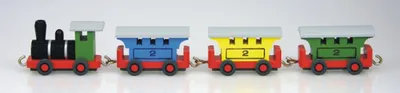 Zdjęcie produktu dla Zabawki drewniane Drewniana kolejka z 3 wagonami, kolorowy pociąg pasażerski, szer. x wys. 26 x 3,5 cm, NOWA