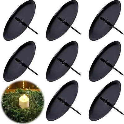 Productafbeelding van Famanu kaarsenhouder, 8 stuks - Adventskrans, diameter 8 cm, metaal, zwart