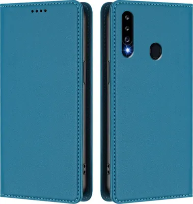Produktbild von Handyhülle für Samsung Galaxy A20S, Kunstleder Klapphülle Stoßfeste Magnetische Hülle mit Ständer Blau