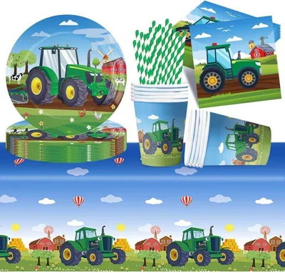 Produktbild von Traktor Partygeschirr Set Kindergeburtstag Deko 51-teilig