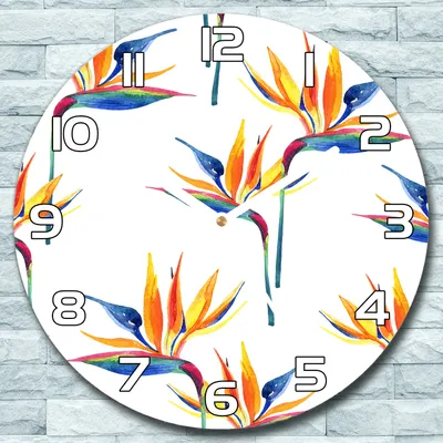 Produktbild von Wanduhr aus Glas Rund fi 30 Vogel Aquarell Quarz Deko Schlafzimmer Büro