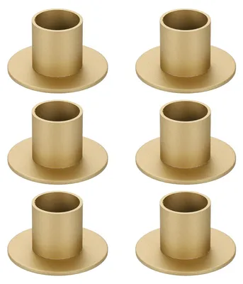 6er Set Metall-Kerzenhalter, Gold, matt, 5 cm, für Tischdeko