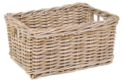 Image de Panier rectangulaire en osier, dimensions : 41 x 30 x 20 cm