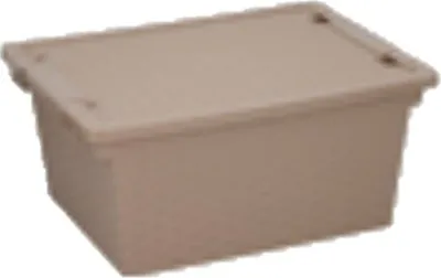 Produktbild von Hellbrauner Aufbewahrungskorb mit Deckel, Maße 36x28x16cm, 15 Liter Fassungsvermögen