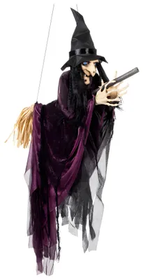 Productafbeelding van Halloween Hangende Heks Paars 115 cm Boland