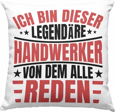 Produktbild von Trendation - Handwerker Spruch Geschenk Deko-Kissen mit Füllung 40x40 Legende Handwerk Lustig Männer (Grau)
