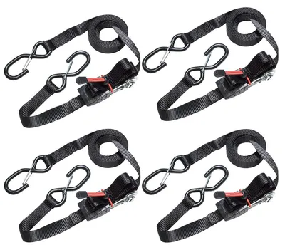 Spanband mit Ratsche und S-Haken, 4,25 m x 25 mm, 4er-Pack