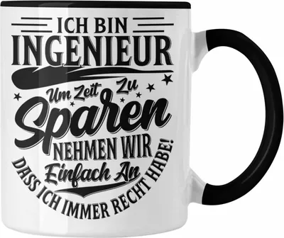 Produktbild von Trendation - Ingenieur Tasse Geschenk Geschenkidee Sprüche Ingenieurswesen Geschenkidee Spruch (Schwarz)