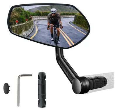 Productafbeelding van Fietsspiegel, stuurspiegel, HD, krasbestendig glazen lens, geschikt voor elektrische fietsen, mountainbikes, universeel, 15-20mm, 1 stuk