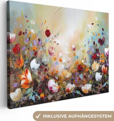 Obrázek produktu pro OneMillionCanvasses® - Plátna - Olejomalby - Květiny - Barevné - Příroda, Nástěnné umění, Nástěnné dekorace Obývací pokoj, 40x30cm