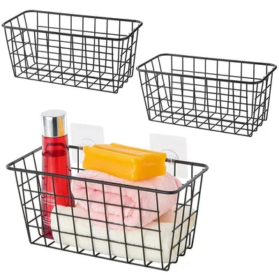 3er Set Küchenorganizer, 28x12x12 cm, schwarz, kein Bohren