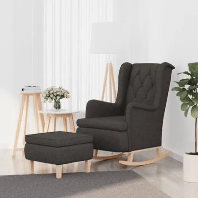 Produktbild von The Living Store Schaukelsessel mit Hocker Dunkelgrau Stoff