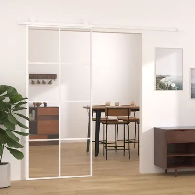 Zdjęcie produktu dla Prolenta Premium - Drzwi przesuwne z bezpiecznego szkła hartowanego i aluminium 90x205 cm Biały