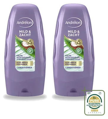 Productafbeelding van 2 x Andrélon Milde & Zachte Conditioner - 250 ml - Voorraadverpakking - 2 stuks