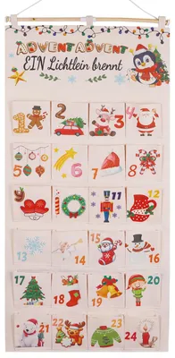 Adventskalender aus Stoff, 24 Beutel, zum Befüllen, Aufhängen