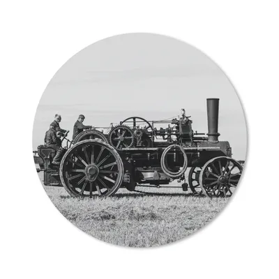 Produktbild von MuchoWow® Mauspad Mousepad Traktor - Schwarz - Weiß - Bauernhof - Vintage 50x50 cm - Mousepads - Maus Mat - Pad - Mausunterlage - Vinyl