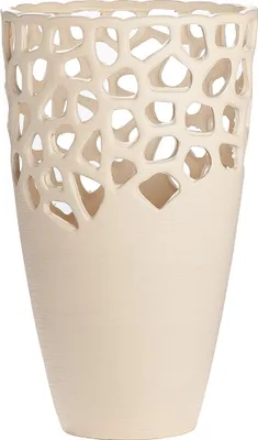 Produktbild von GILDE Vase mit Lochmuster "Bologna" creme, mit gekratzter Struktur, H.38 cm, Öffnung: B.21cm, T.13cm, 34168