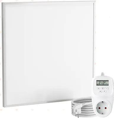 Produktbild von Infrarotheizung 60×60 cm 360 W mit TH12 Thermostat – Carbon Crystal Heizpaneel für Wand, Decke & Kassettendecken