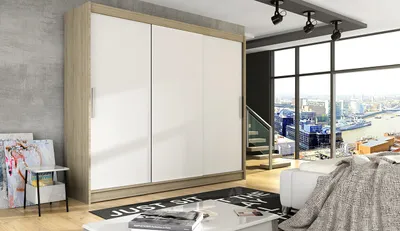 Obrázek produktu pro Prostorná šatní skříň Lion - šířka 250 cm, sonoma/bílá
