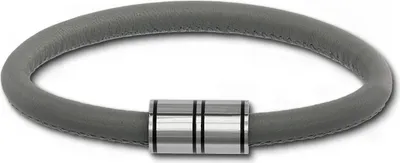 Produktbild von SilberDream Armband Leder Edelstahl Armschmuck grau Damen Herren 20cm LAB1020
