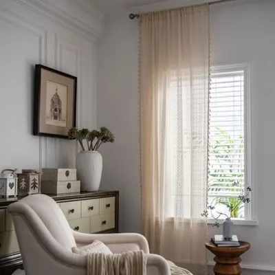 Produktbild von Vintage Boho Blickdicht Vorhänge Baumwolle Leinen Gardinen mit Quasten und Häkeln Stricken für Wohnzimmer Schlafzimmer Landhaus,Beige,150x240cm