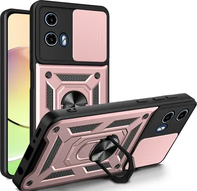 Produktbild von Outdoor Panzer Hülle Motorola Moto G34 Handyhülle mit Kameraschutz Ringhalter in Rosegold