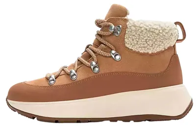 Immagine prodotto di Fitflop F-Mode: stivaletti da donna con colletto in Pelliccia sintetica, in morbida pelle scamosciata, con lacci