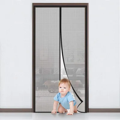 Obrázek produktu pro Moskytiéra na dveře, magnetická, ochrana proti hmyzu, rozměry 70x200 cm, montáž pomocí lepidla, černá barva