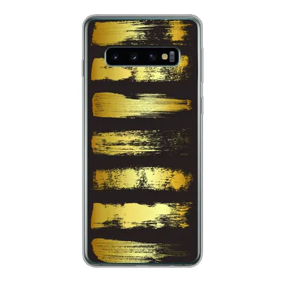 Produktbild von MuchoWow® Handyhülle Schutzhülle Hülle für Samsung Galaxy S10 Goldene Streifen auf schwarzem Hintergrund Silikon Softcase Handy Hülle - Handytasche