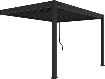 Image de Pergola bioclimatique Rojaplast Intro Plus 400x300x255 cm dans le mur anthracite
