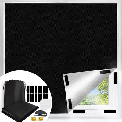 Produktbild von Rollo 100 % Verdunkelungsrollos, 300 x 145 cm, selbstklebende Verdunkelungsrollos für Fenster, passend für Fenster jeder Größe und Form, tragbare Verd
