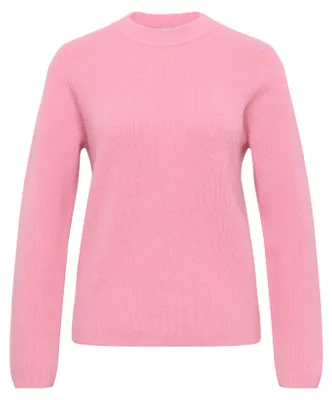 Produktbild von Rabe Pullover aus Rippstrick-Cashmere mit diagonalen Rippen, hohem Rundhalsausschnitt, Rosa, Größe 36