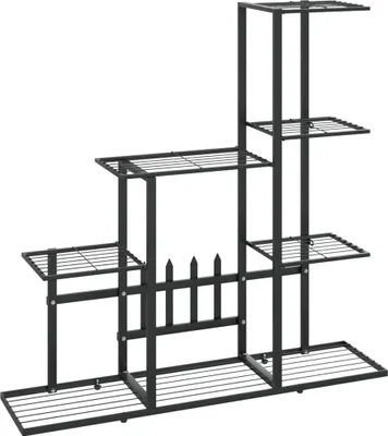 Zdjęcie produktu dla vidaXL Stojak na kwiaty 94,5x25x88 cm czarny metal