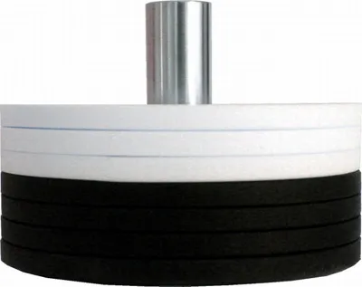Produktbild von SALUTE Glasuntersetzer Artikel Design, Varianten:Set. 6 Untersetzer, schwarz weiß mit Edelstahl Dorn, 8,5 cm Durchmesser, Silikon