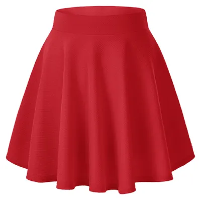 Obrázok produktu pre Dámská mini sukňa, rovná farba, štýl skater (veľkosť M, červená)