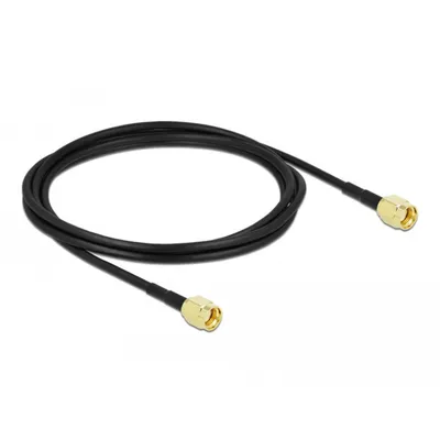 Produktbild von DeLOCK Antennenkabel RP-SMA Stecker zu RP-SMA Stecker LMR/CFD100 2 m low loss, 2 m, LMR100, RP-SMA, RP-SMA, Schwarz