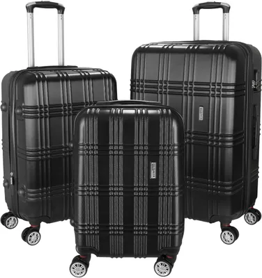 Produktbild von BRUBAKER 3tlg. Hartschalenkofferset Bahamas - Erweiterbare Hartschalen Koffer mit Zahlenschloss, 4 Rollen und Teleskopgriff - Kofferset, Schwarz