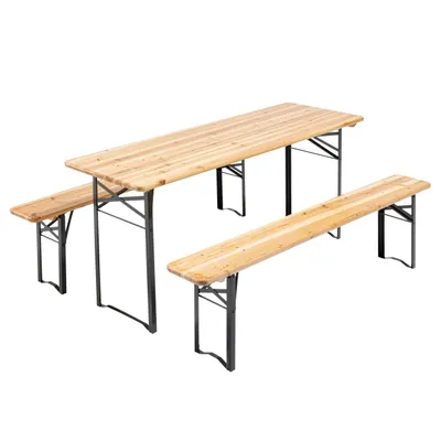 Image de Set de table et bancs brasserie en bois 180 cm - Oviala Munich