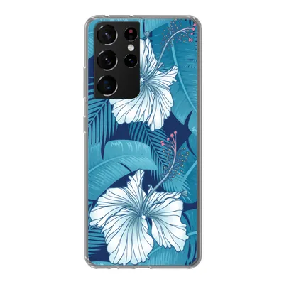 Produktbild von MuchoWow® Handyhülle Schutzhülle Hülle für Samsung Galaxy S21 Ultra Tropisch - Blumen - Blau Silikon Softcase Handy Hülle - Mobiltelefon