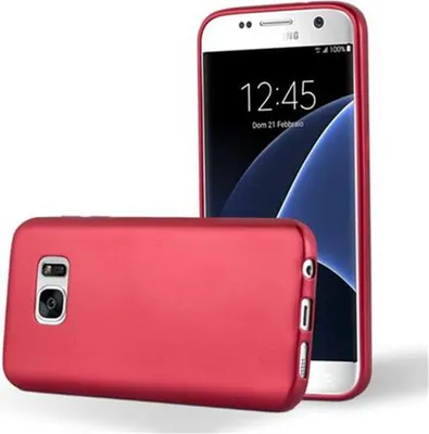 Immagine prodotto di Cadorabo custodia protettiva per Samsung Galaxy S7 in rosso custodia del telefono cellulare TPU custodia in silicone cover case