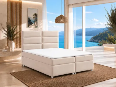 Produktbild von Best for Home Boxspringbett mit Bettkasten Trinity K-4 Bonellfederkern inkl. Topper, mit Lieferung, Aufbau & Entsorgung 160x200-Creme, KI-generiertes Bild